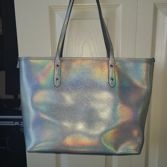 Coach City hologram iridescent tote with matching wallet, wristlet, makeup bag - Picture 12 of 15